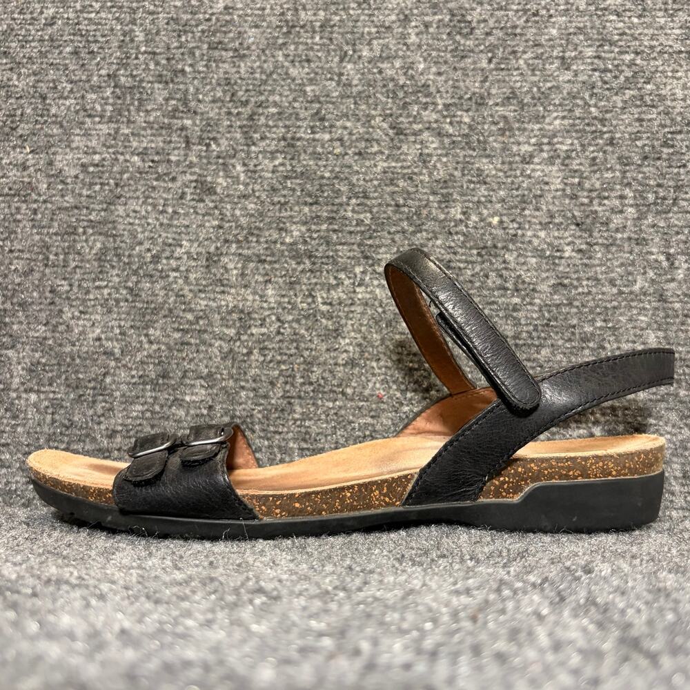 Dansko Black Leather Ankle Buckle Strappy Wedge Ankle Strap Comfort Sandals 9.5